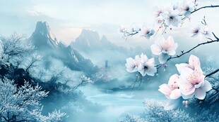 桃花风景画