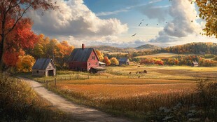 秋韵村庄田园风光风景