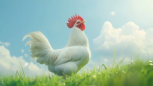 草地上的雄鸡图