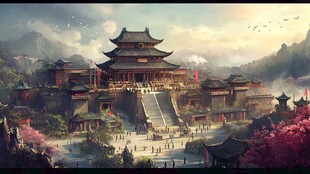 宫殿楼阁仙境仙人大殿