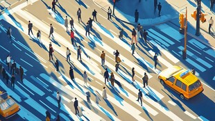 人群行走斑马线插图