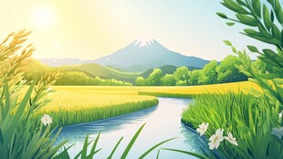 稻田风景插画