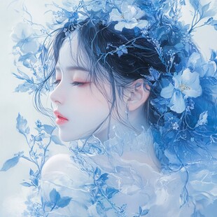 梦幻唯美蓝色系少女