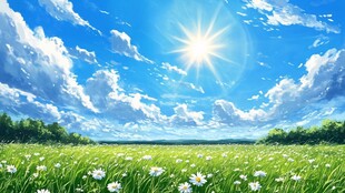 阳光晴朗风景插画