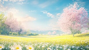 唯美梦幻花田场景