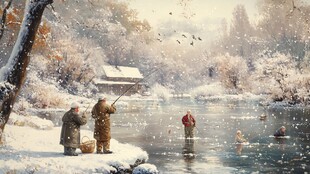 下雪钓鱼