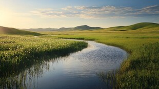 竖幅草原河流