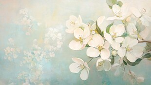 水彩梨花装饰画