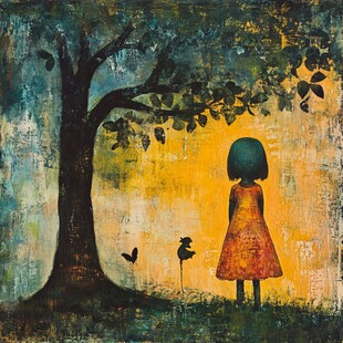 孤单的小女孩插画