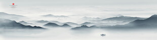 新中式山水背景墙壁画