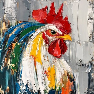 油画鸡