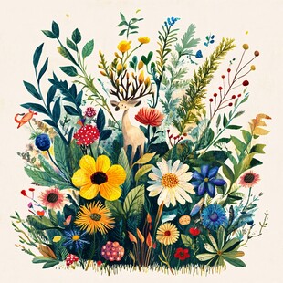 欧美风格鸟花卉