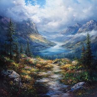 风光人间仙境油画