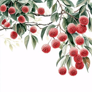 荔枝树插画