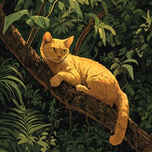 晒太阳的猫插画