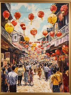 步行街油画
