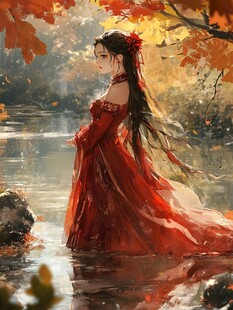 红衣少女设计古风