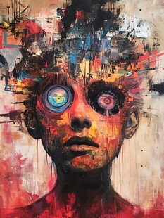 人脸色块拼接装饰画