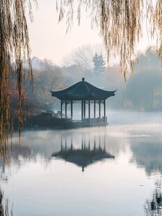 晨雾中的怀思亭