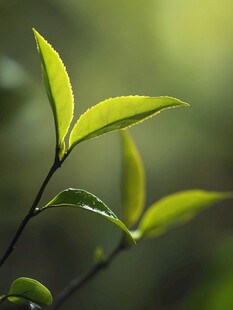 嫩绿的茶树芽茶香