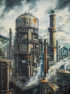工业区油画