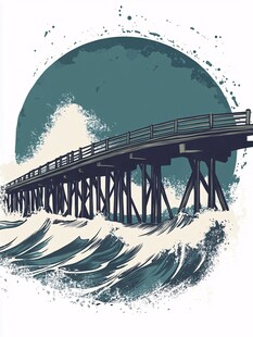 栈桥插画