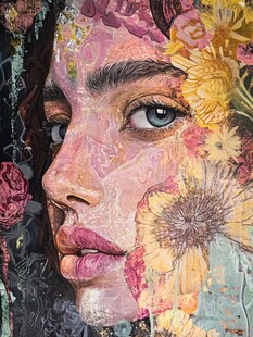 手绘女人花抽象装饰画