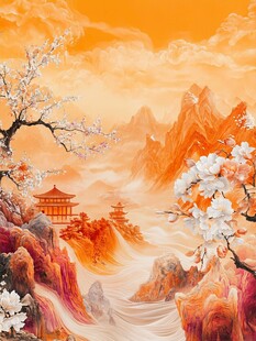 新中式楼阁皇宫山水