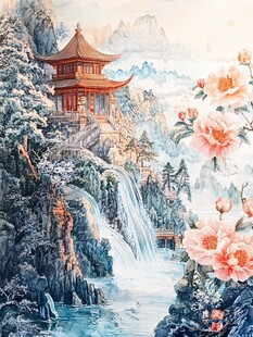 新中式楼阁皇宫山水