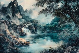 风光人间仙境油画
