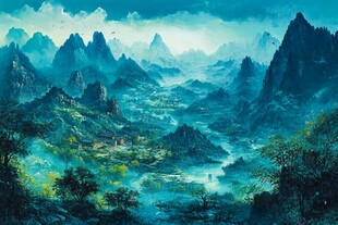 山水画合成图