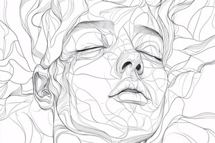 女孩黑白线条图