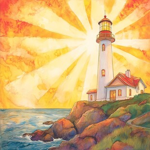 瞭望塔工笔画装饰画