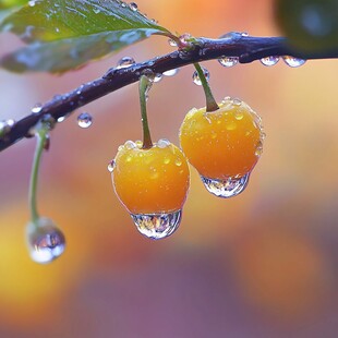 金银藤上秋雨珠