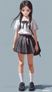 校服美女插画
