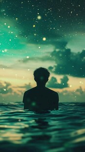 星辰大海男孩背影