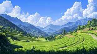 梯田宽幅风景