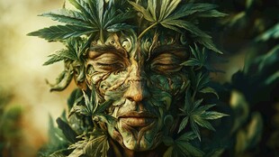 穿着树叶的原始人