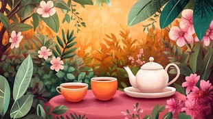 花茶插画设计