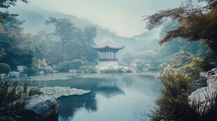 山水楼阁雅致意境风