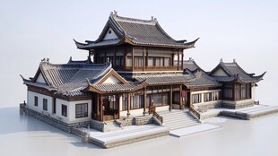 中式古典庙宇阁楼