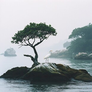 仙鹤海水江崖素材