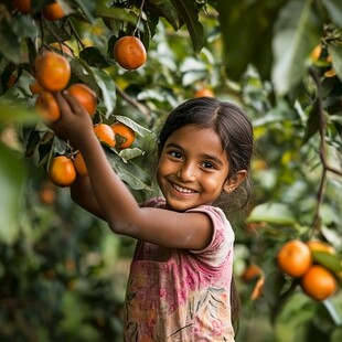 抱杏的新疆女孩