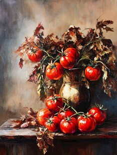 油画西红柿