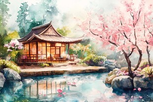 古风庭院插画