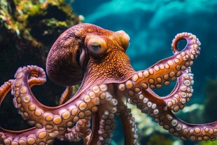 章鱼能短暂在陆地行走