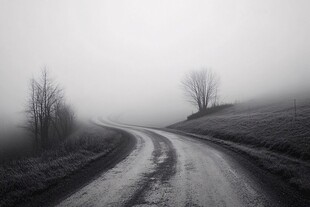 雨雾山路图片素材下载