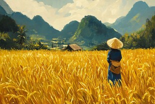 稻田插画瑶族大米