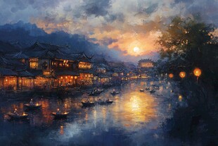 唯美古风场景插画