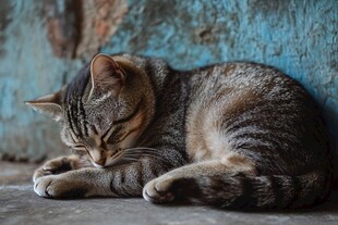 墙头休息的猫咪